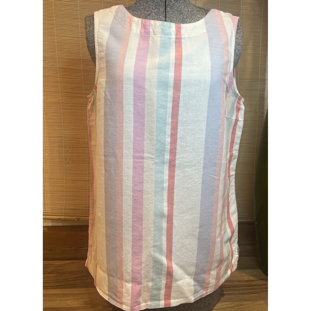 Ellen Tracy Linen Tank Summer Stripes Women’s Medium - Beautiful!